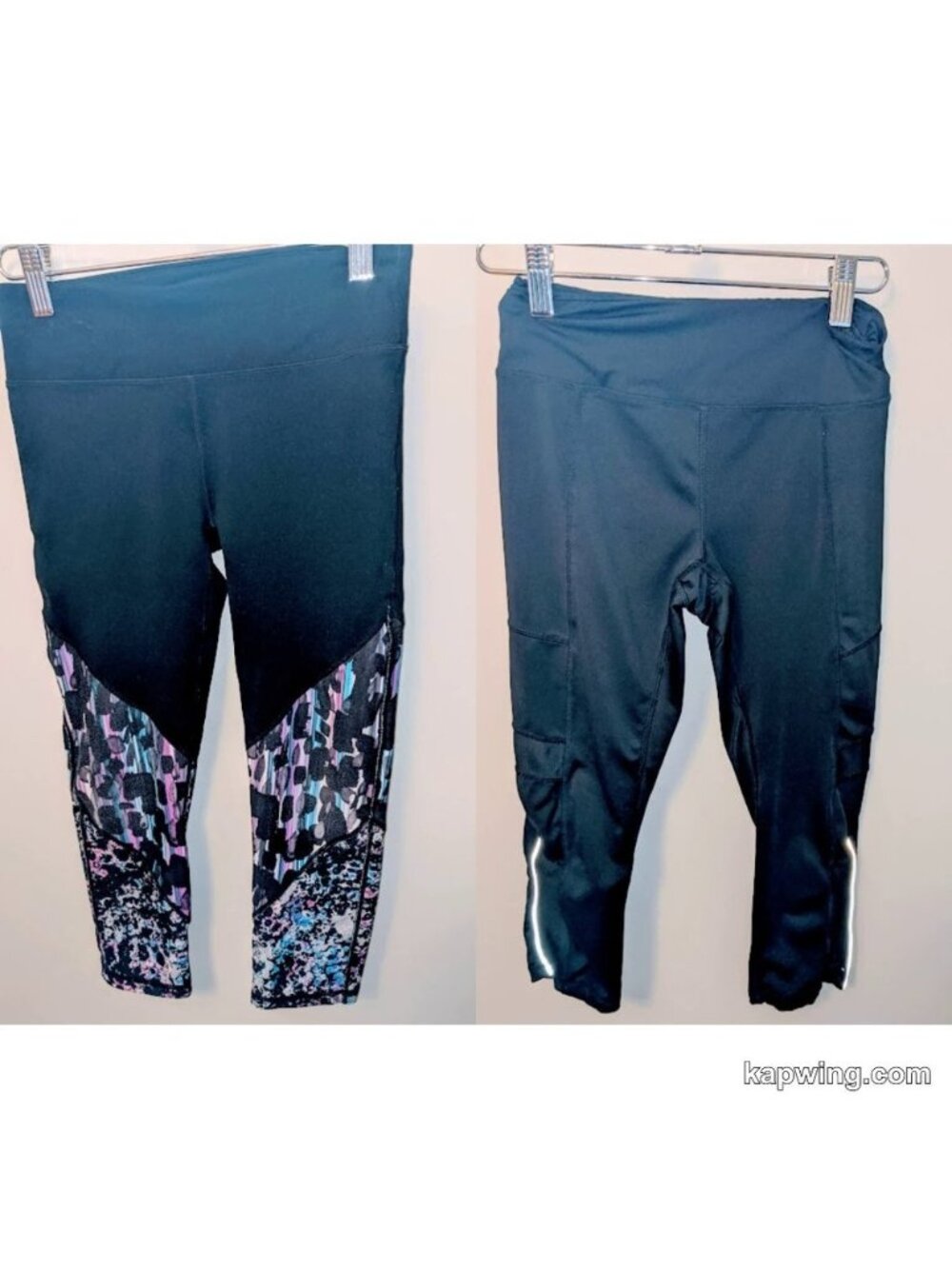 XS Fabletics Powerhold + Black Nylon Capri Legging